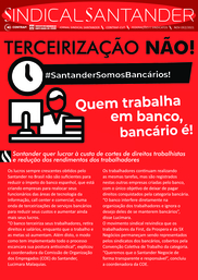 Panfleto contra a terceirização no Santander